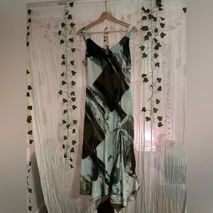 adam jacobs printed asymmetrical dress